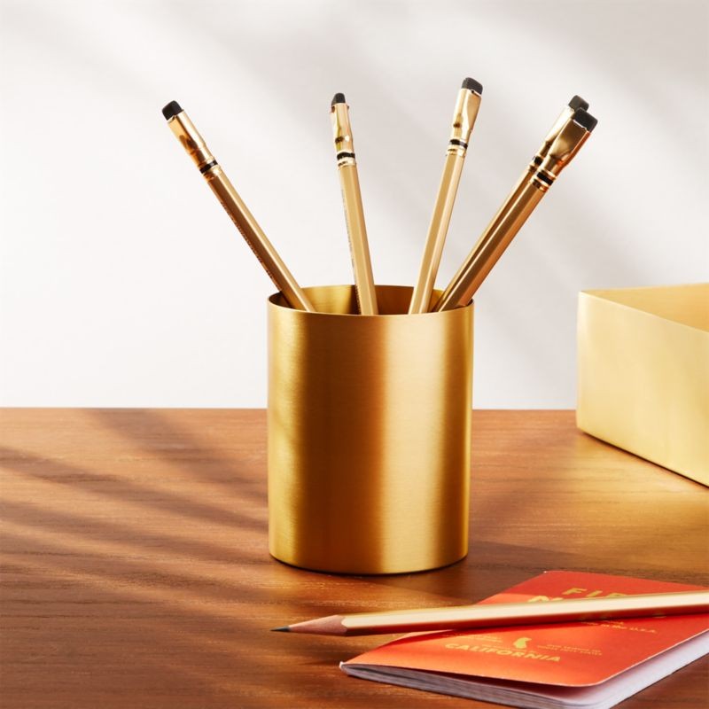 Studio Solid Brass Pencil Cup + Reviews | CB2 | CB2