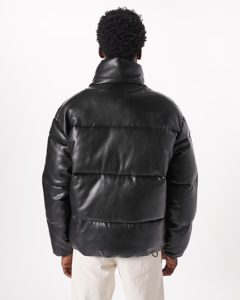 Relaxed Vegan Leather Heavyweight Puffer | Abercrombie & Fitch (US)