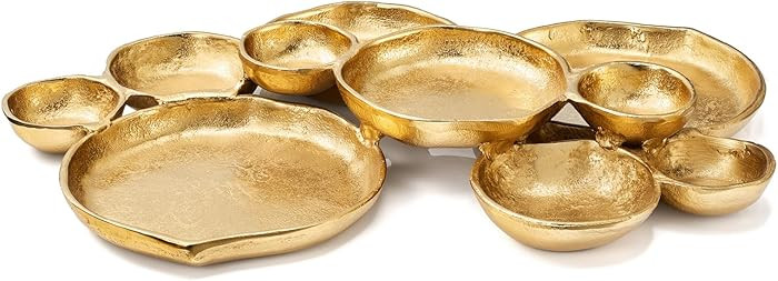 Cluster of 10 Round Serving Bowls Gold Clusters Decorative Elegant Snack Tray for Olives, Chip & ... | Amazon (US)