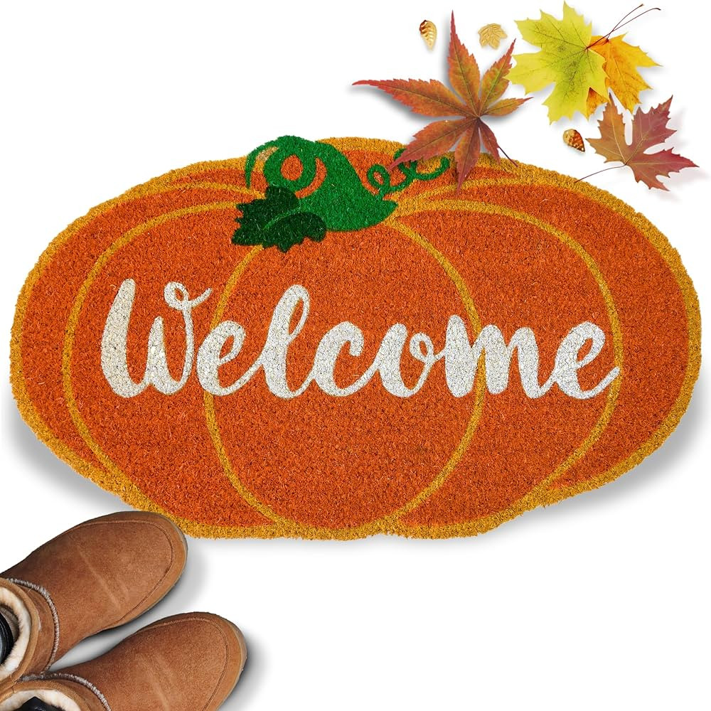 Pumpkin Door Mat 30x17 Inch, Pumpkin Mat for Covered Outdoor Area, Fall Rug Outdoor Doormat, Fall... | Amazon (US)