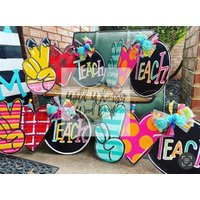 Teacher Peace Love Teach Doorhanger Pre-Order | Etsy (US)