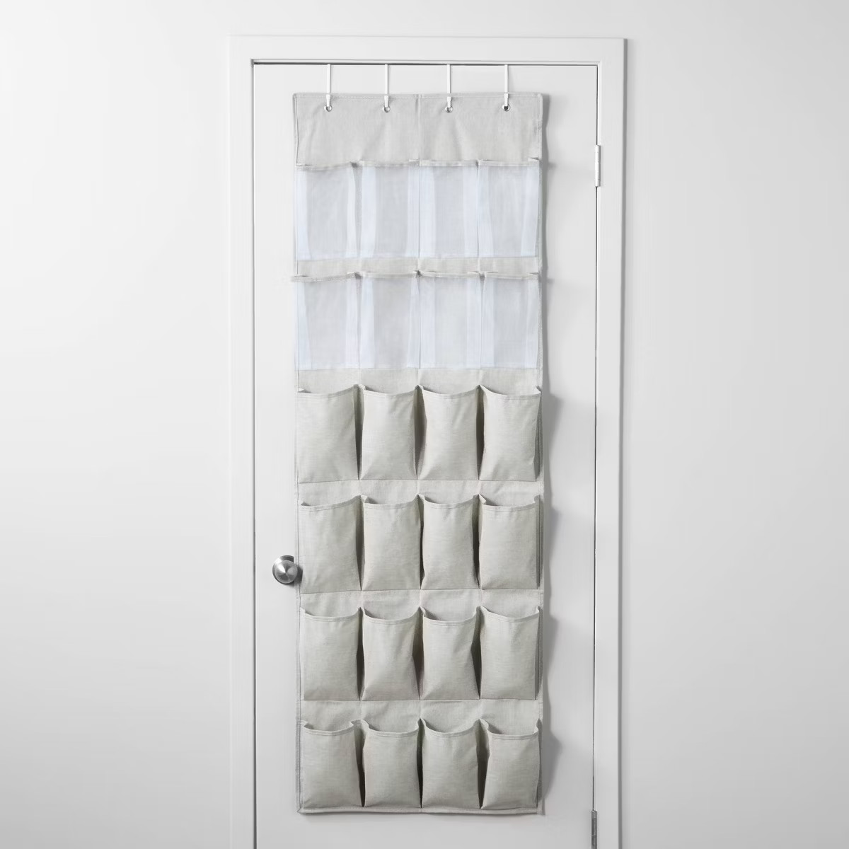 Over The Door 24 Pocket Mesh Shoe Organizer Light Gray - Brightroom™: Hanging Shoe Storage, Hol... | Target