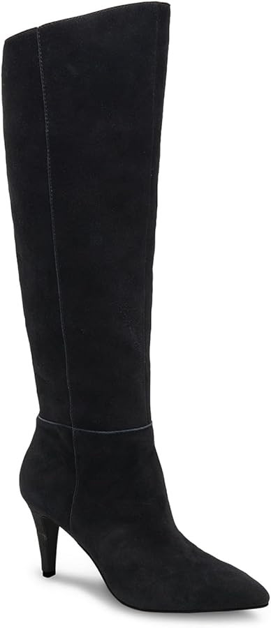 Coutgo Womens Wide Calf Knee High Boots Stiletto High Heel Pointed Toe Side Zipper Suede Long Boo... | Amazon (US)
