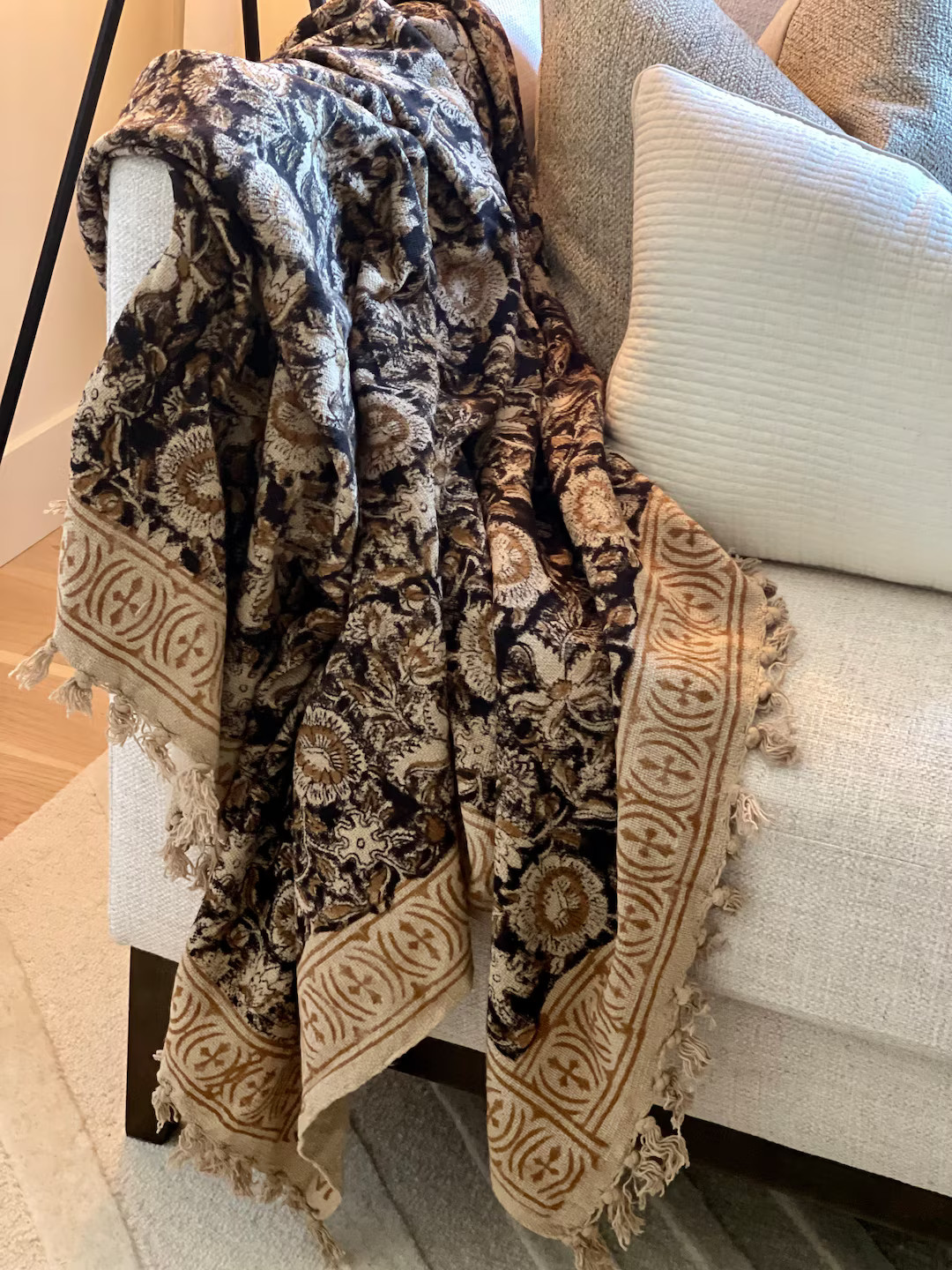 Boho Indian Mud Cloth Throw Blanket With Tassels Hand Loomed - Etsy | Etsy (US)