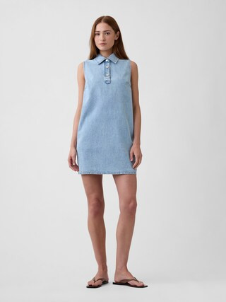 Sleeveless Collared Denim Mini Dress | Gap Factory