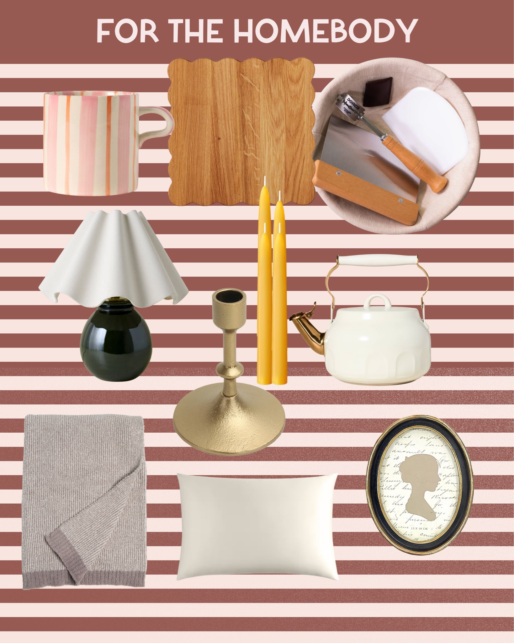 Shopping for someone who loves all things cozy and homey? This guide has it all: artisan gifts like a scalloped wood cutting board, a DIY bread kit, and a microstripe blanket. Perfect for creating a warm, inviting space!

#LTKGiftGuide #LTKHome #LTKmomlife