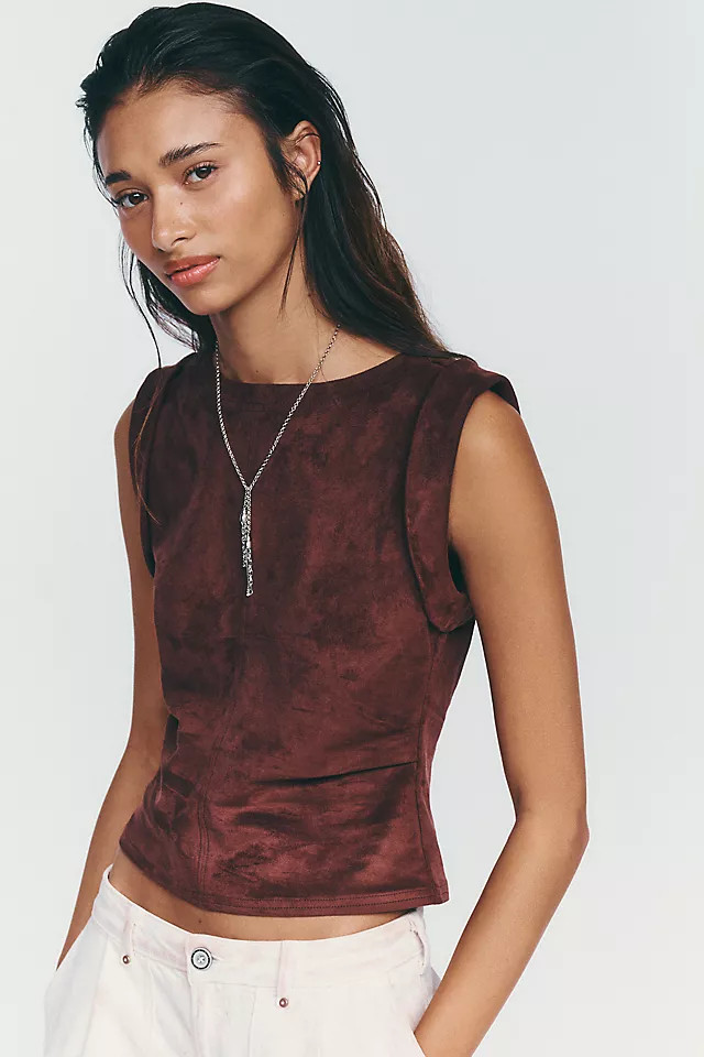 Pilcro Kendall Faux-Suede Sleeveless Top | Anthropologie (US)