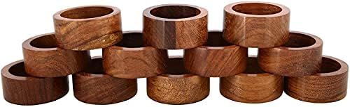 SHAFA IMPEX Handmade Wood Napkin Ring Set with 12 Napkin Rings - Artisan Crafted in India | Amazon (US)