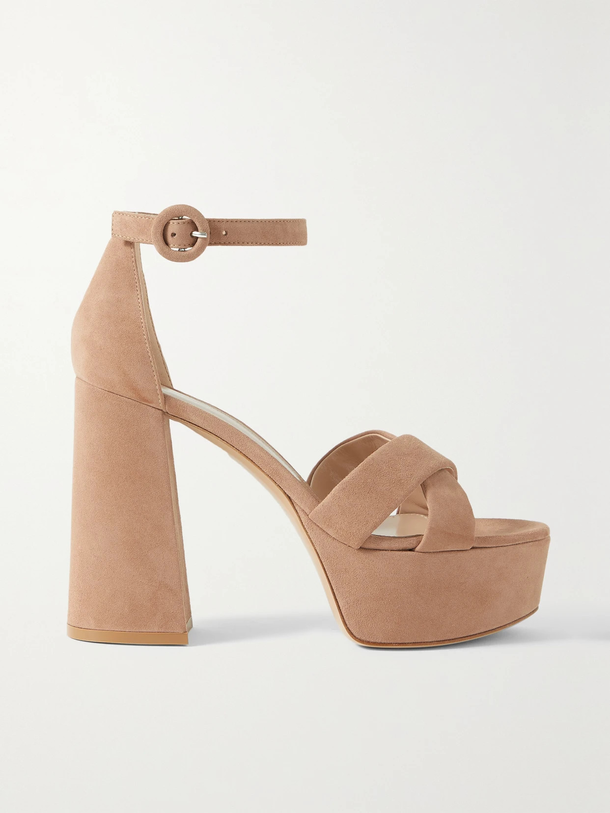 Gianvito Rossi - Sheridan 110 Suede Platform Sandals - Brown | NET-A-PORTER (US)