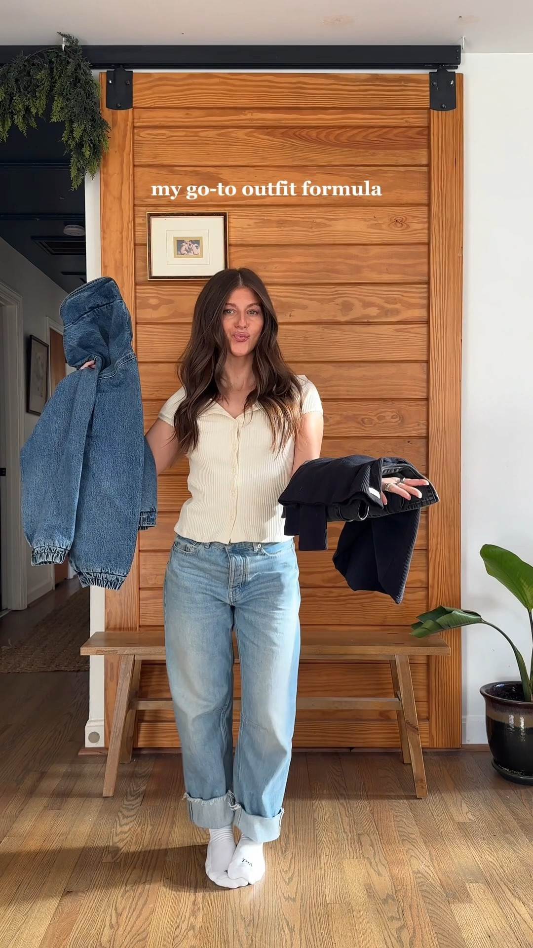 when in doubt, black on black with a @levis denim jacket! 24 in jeans and small in jacket + waffle knit 

 @levis @Shop.LTK #LevisPartner #liketkit