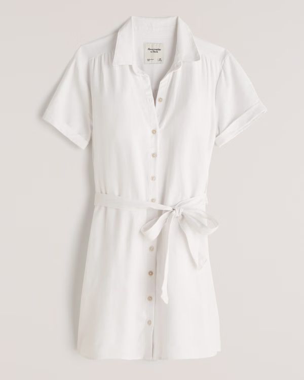 Linen-Blend Shirt Dress | Abercrombie & Fitch (US)