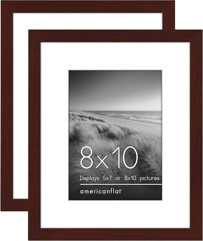 Americanflat 8x10 Picture Frame with Polished Plexiglass - Set of 2 - Use as 5x7 Frame with Mat o... | Amazon (US)