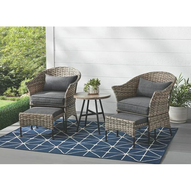 Mainstays Arlington Glen 5-Piece Outdoor Wicker Patio Furniture Set, Brown | Walmart (US)