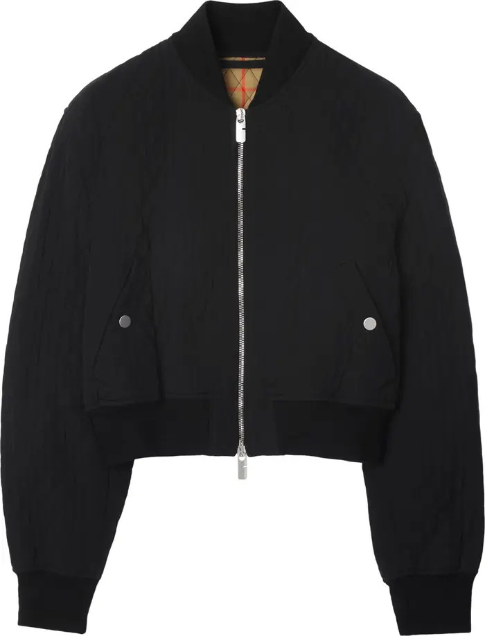 Burberry Cropped Quilted Nylon Bomber Jacket | Nordstrom | Nordstrom