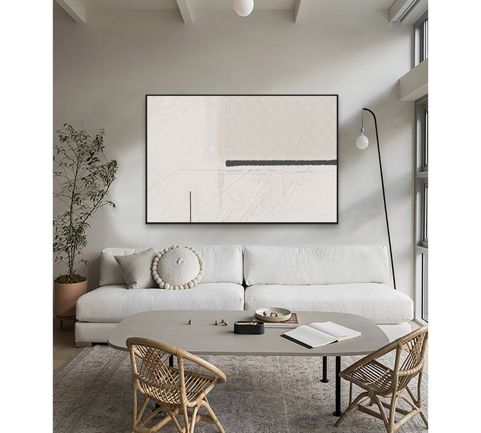 Neutral Geometric Wall Art-Large,Oversized,Textured Look,Canvas,Print-Beige,Gray,Black,Minimalist... | Etsy (US)