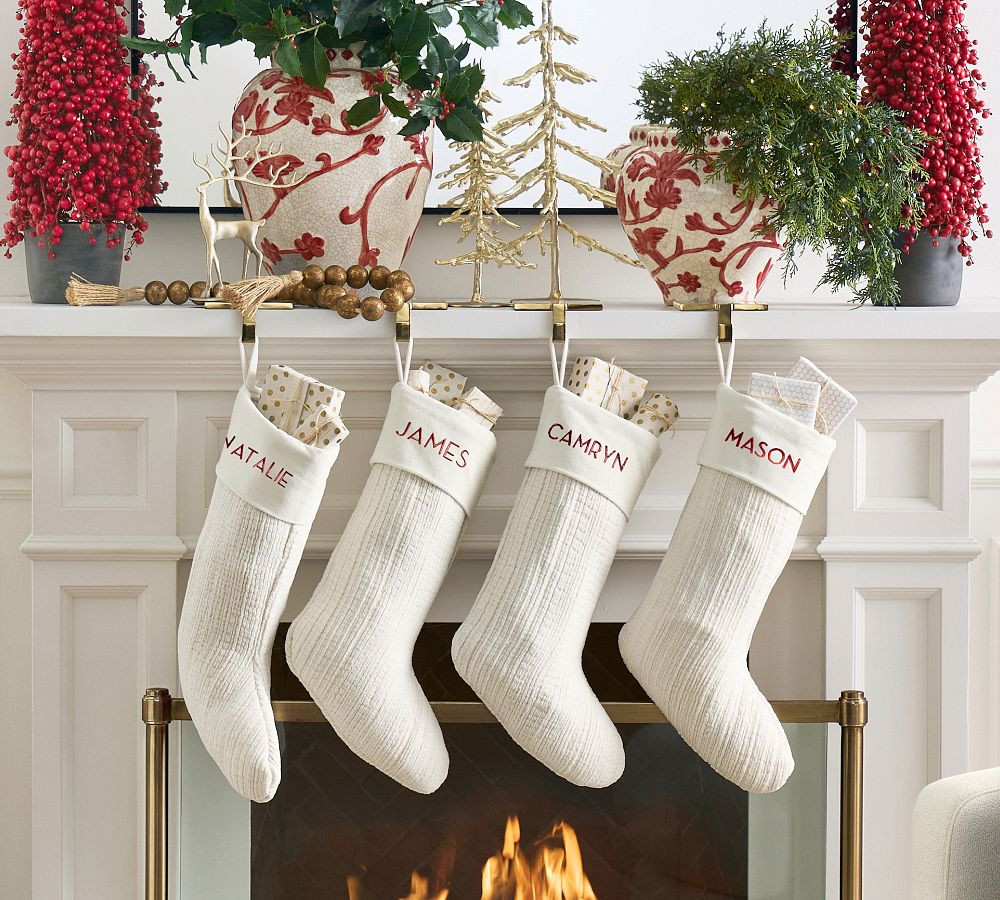 Ivory Textured Chenille Stocking | Pottery Barn (US)