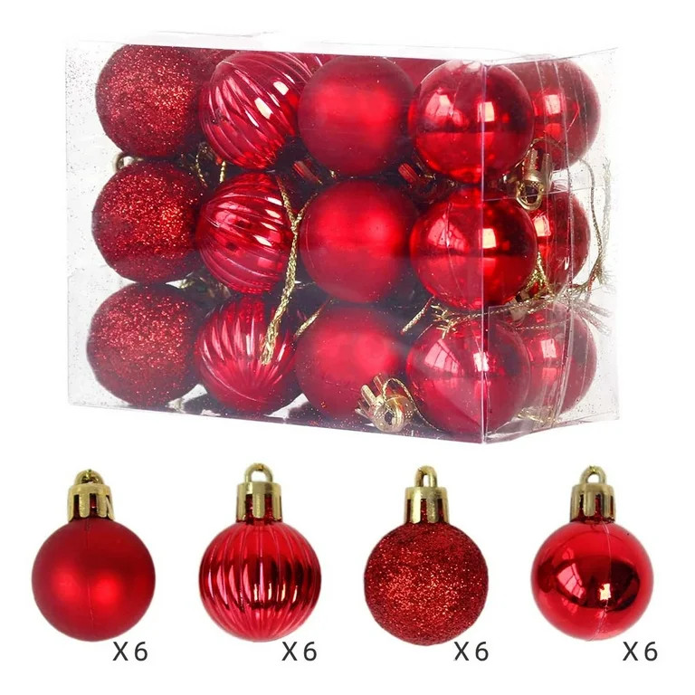 Kbndieu 24PCS Christmas Balls Ornaments, Red Christmas Ornaments Set for Christmas Tree Decoratio... | Walmart (US)