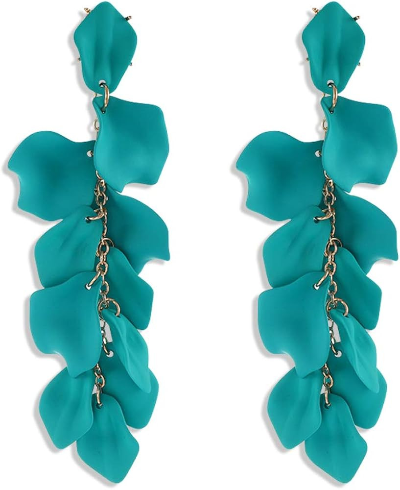 Long Acrylic Rose Petal Earrings Dangle Exaggerated Flower Earrings Drop Statement Floral Tassel ... | Amazon (US)