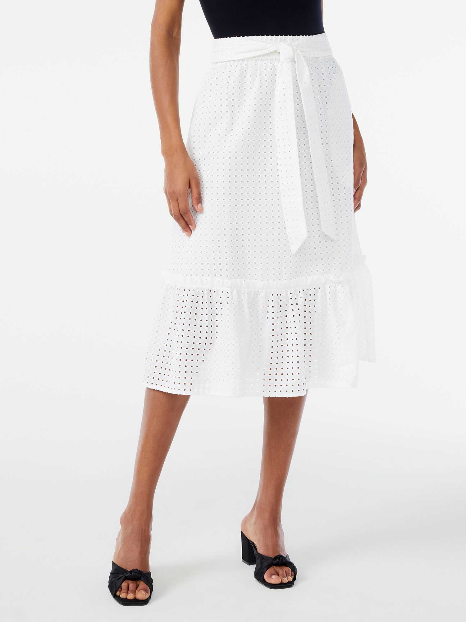 Scoop Women's Bow Tie Tier Midi Skirt - Walmart.com | Walmart (US)