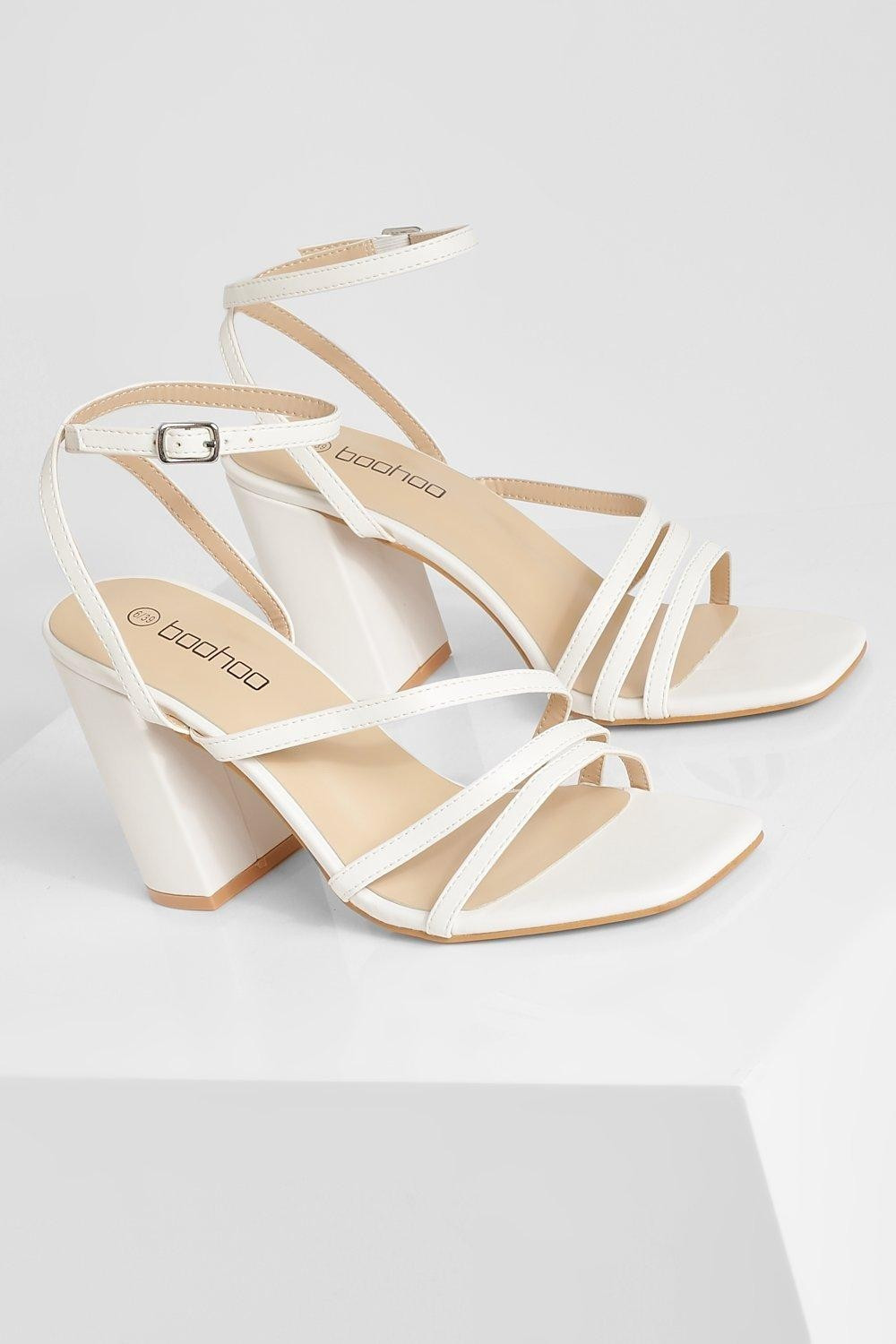 Triple Asymmetric Strap Block Heel | Boohoo.com (US & CA)
