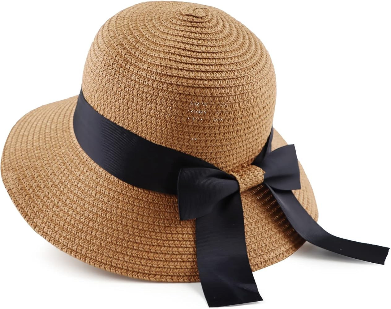 Zsedrut Women,Little Girls Straw Sun Hat Summer Beach Cap Foldable Visor Floppy Hats Wide Brim wi... | Amazon (US)