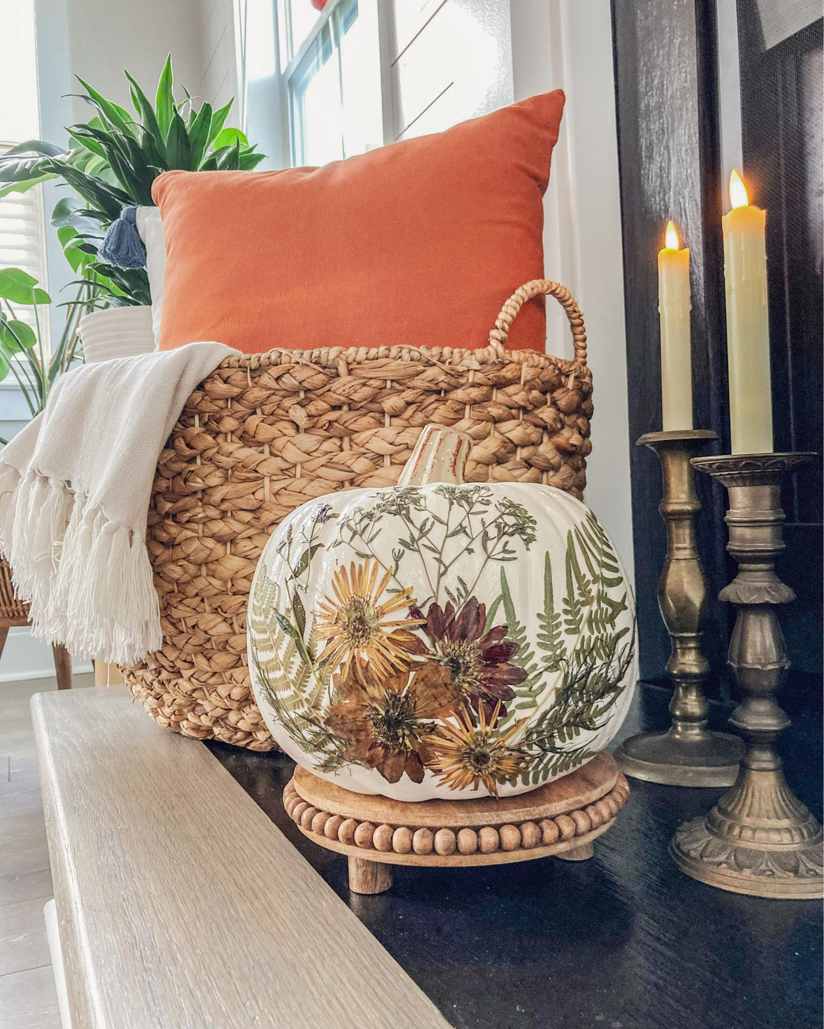 Pressed flower pumpkins add another level of coziness to autumn. All similar and exact times are linked here to recreate this look.

Full instructions on how I created this pumpkin over on my Instagram page @thatnaturalredhead so you can create your own!

#LTKhome #LTKHalloween #LTKSeasonal