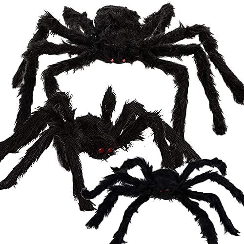 Halloween Realistic Giant Spider Decoration, 3PCS Scary Hairy Spiders Large Fake Spiders Props fo... | Amazon (US)