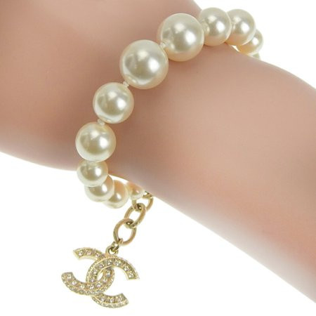 Used Chanel CHANEL here mark logo necklace fake pearl rhinestone A20V | Walmart (US)