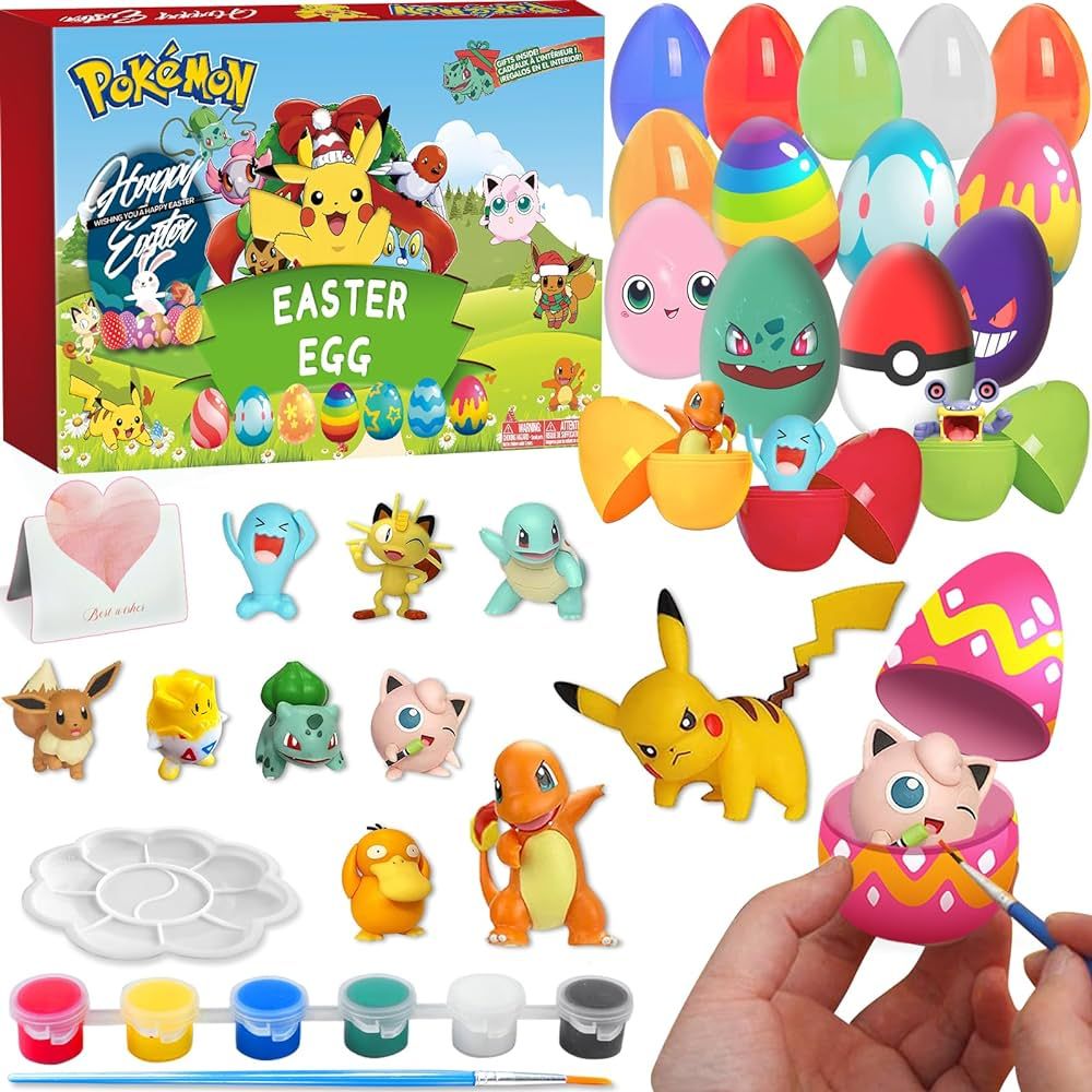 Filled Easter Eggs with Surprise Toys Inside, Po-ke-mon Easter Basket Stuffers for Toddler, Easte... | Amazon (US)