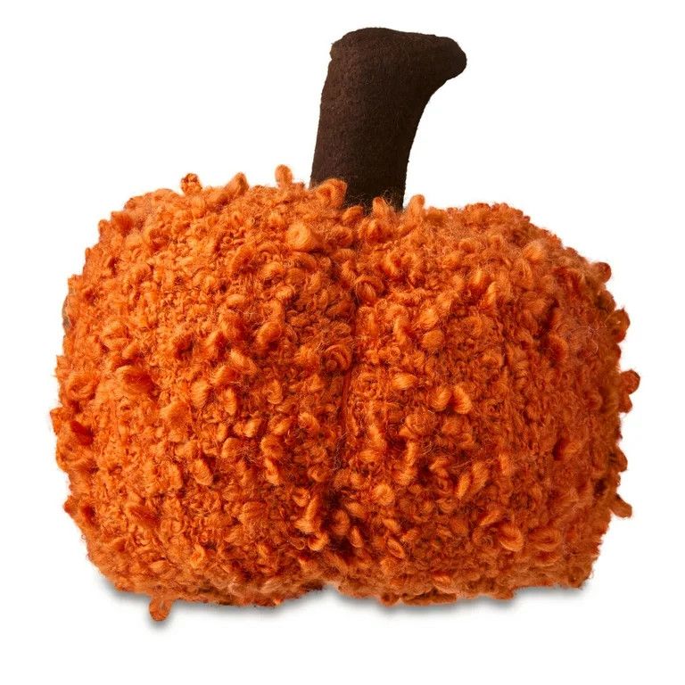 Harvest Orange Boucle Fabric Pumpkin Decoration, 6", by Way To Celebrate - Walmart.com | Walmart (US)