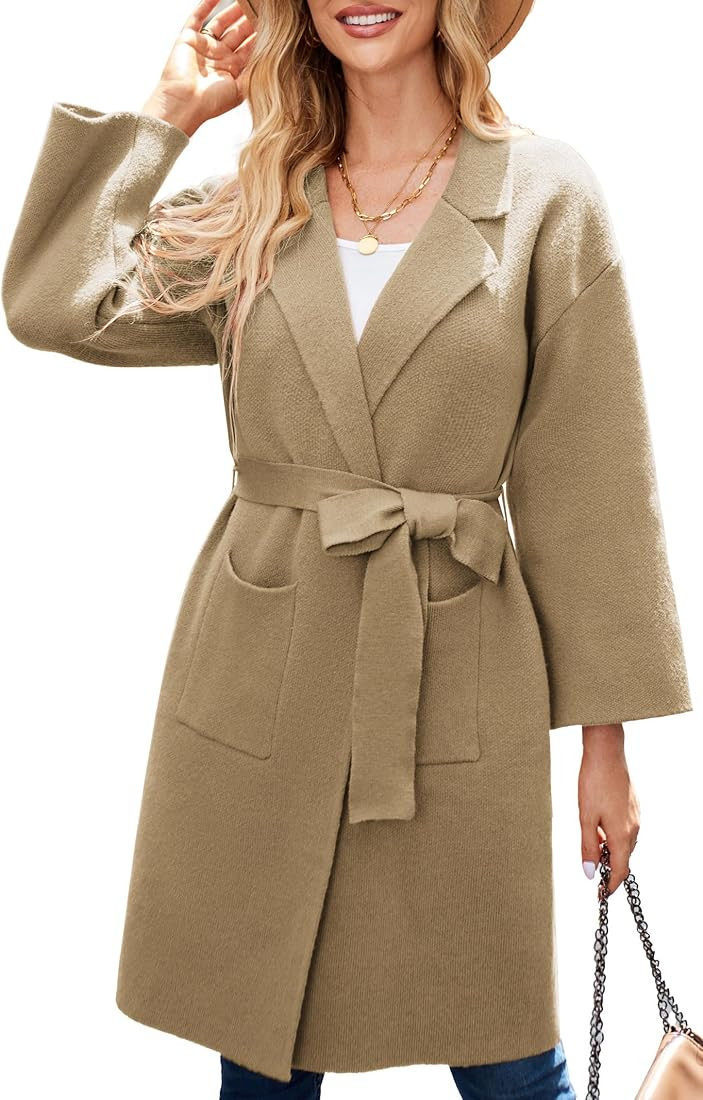 GRACE KARIN Women's Open Front Knit Cardigan Sweater Long Sleeve Lapel Casual Chunky Sweater Jack... | Amazon (CA)