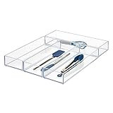 iDesign Clarity Drawer, Kitchen and Bathroom Organization Silverware, Spatulas, Gadgets, Large - Set | Amazon (US)