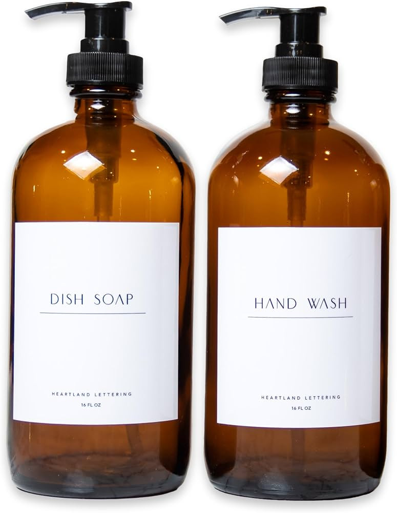 Soap Dispenser for Kitchen Sink, Hand and Dish Soap Dispenser Set, Dish Soap Dispenser, Farmhouse... | Amazon (US)