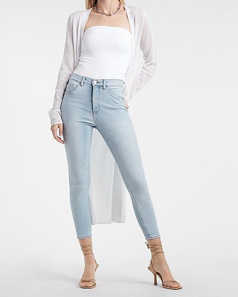 High Waisted Light Wash Cropped Skinny Jeans | Express