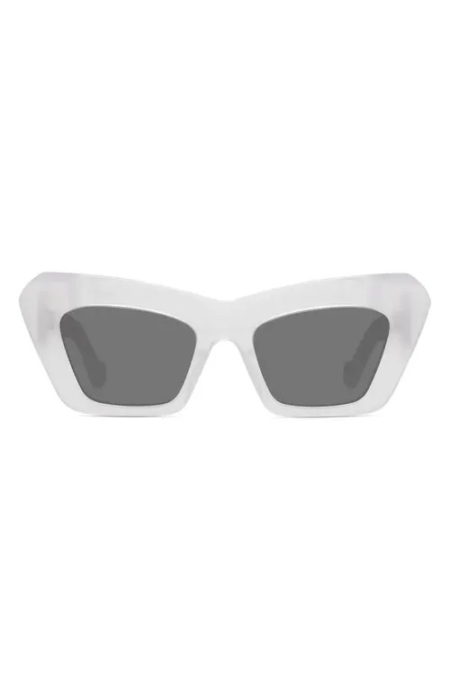Loewe Chunky Anagram 50mm Small Cat Eye Sunglasses in White /Smoke at Nordstrom | Nordstrom