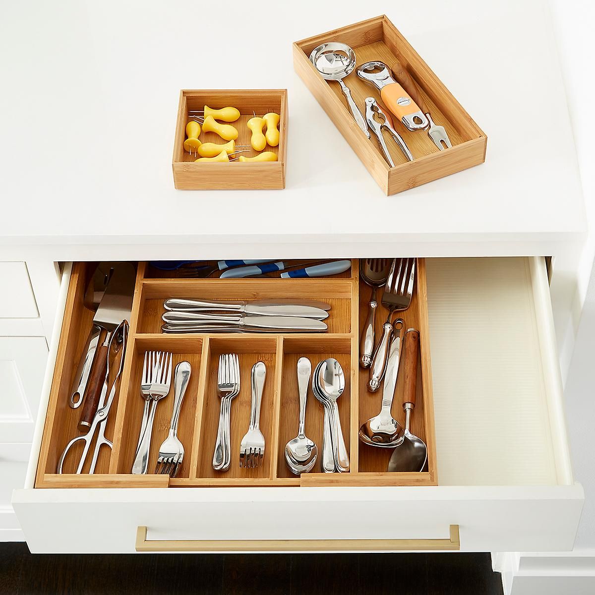 Expandable Bamboo Flatware Tray | The Container Store