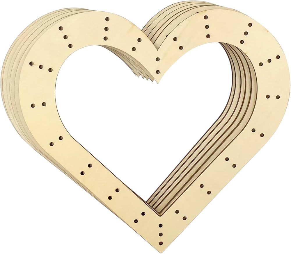 14 Inch 6 Pack Unfinished Wooden Wreath Heart Shape Rings Crafts Hanging Floral Hoop Garland Wood... | Amazon (US)