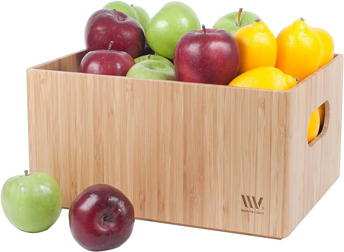 MobileVision Bamboo Storage Box Multi-Purpose Organizer for Kitchen Supplies Holder, Fruit Bin, C... | Amazon (US)