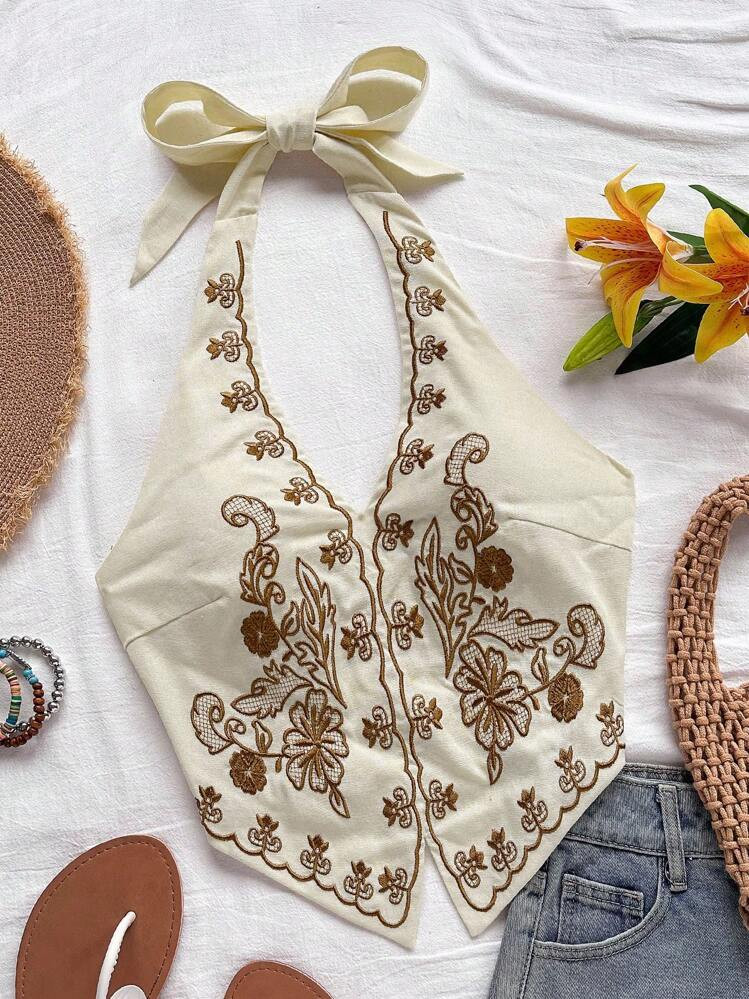 Cream top and brown  | SHEIN