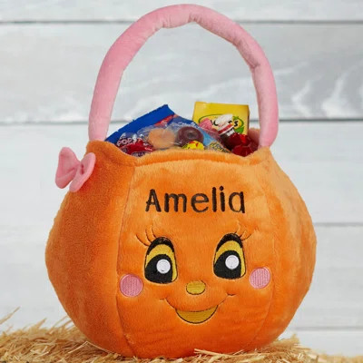 Pumpkin Embroidered Plush Polyester Bucket | Wayfair North America