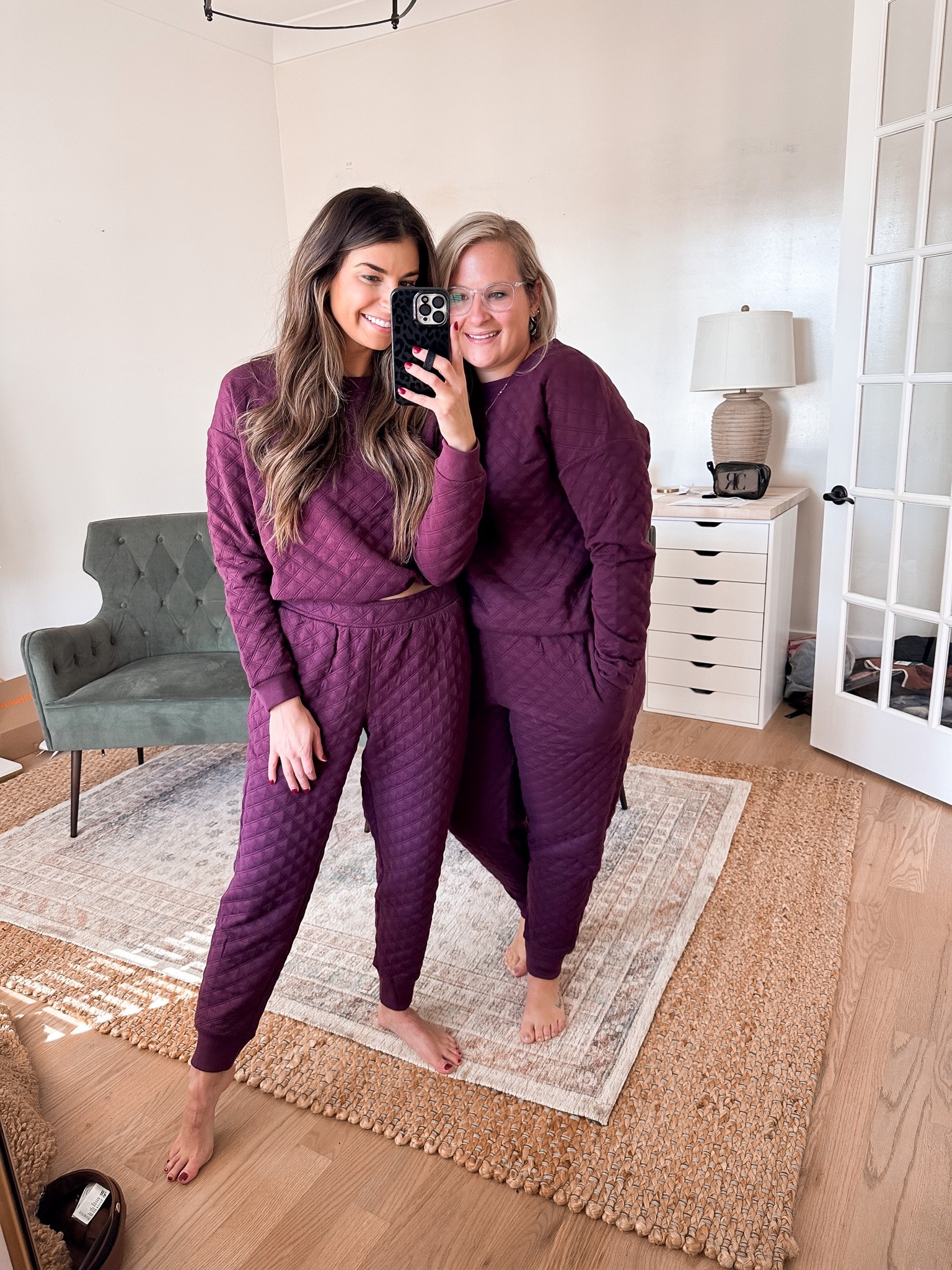 Joyspun Women's Plush Cable Long Sleeve Hooded Top and Pants Pajama Set,  2-Piece, Sizes up