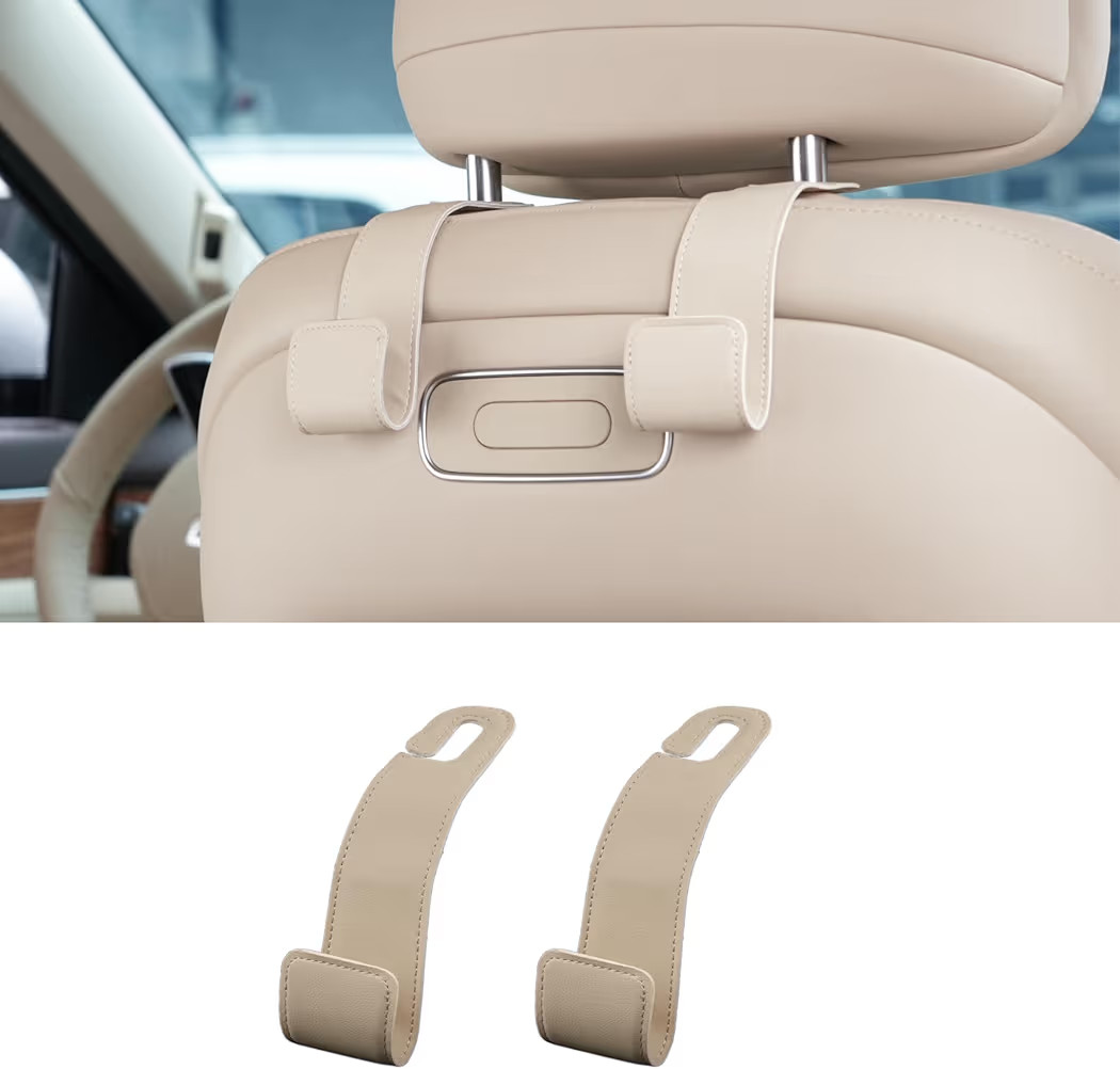2 Pack Purse Holder for Car, Universal Leather Car Seat Hook, Car Organizer | Amazon (US)