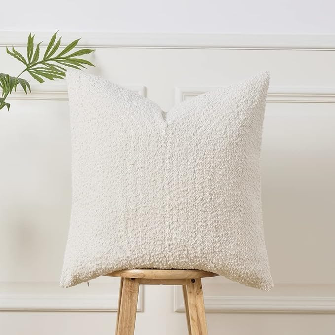 Sunkifover Textured Boucle Pillow Covers 18x18 Inches, DecorativeThrow Pillows Cover, Neutral Pil... | Amazon (US)