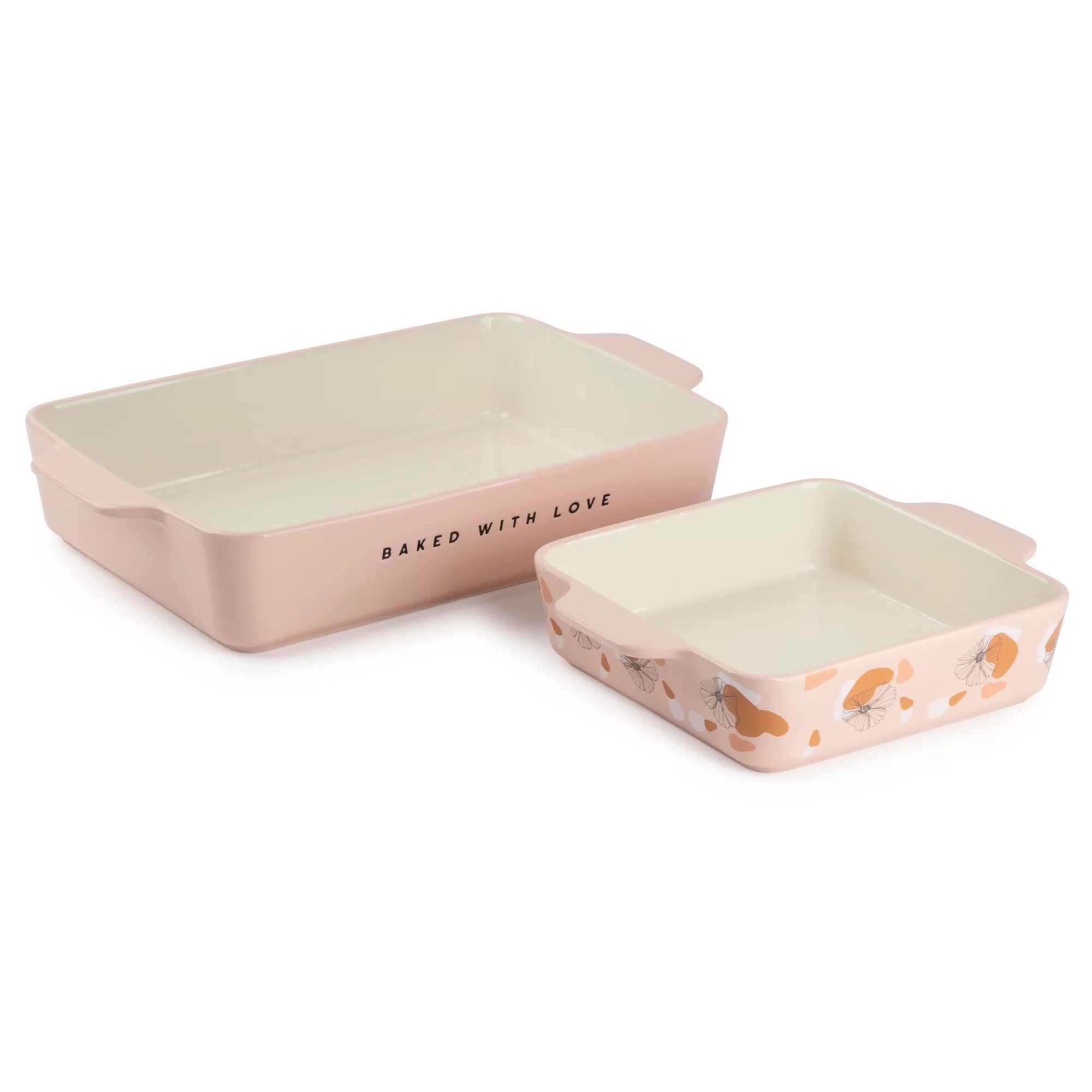 Thyme & Table Stoneware Square & Rectangular Baker, Pink, 2-Piece Set | Walmart (US)