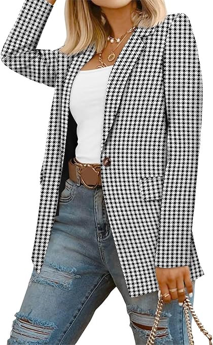 CRAZY GRID Women Business Casual Blazer with Lined Professional Work Suit Jacket with Pockets | Amazon (US)
