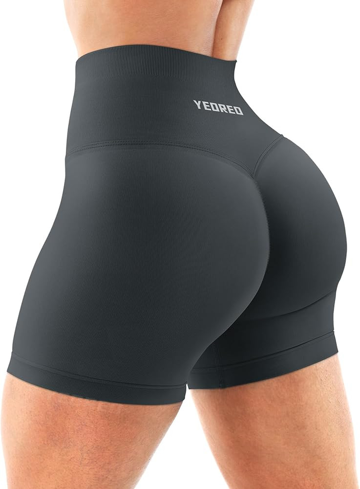 YEOREO Workout Shorts Womens Butt Lifting 5" Seamless Hidden Scrunch High Waist Gym Tummy Control... | Amazon (US)