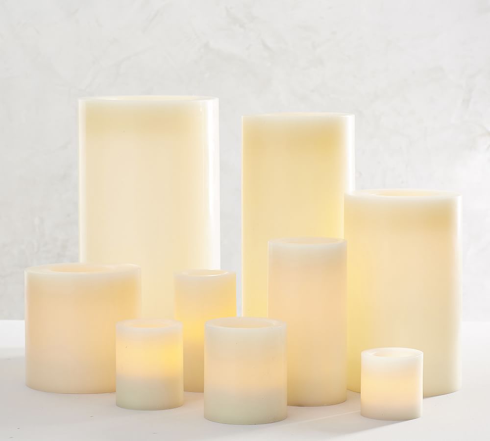 Standard Flameless Wax Pillar Candle - Ivory | Pottery Barn (US)