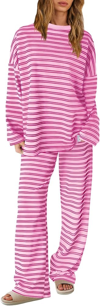 SENSERISE Womens Striped Lounge Set 2 Piece Outfit | Amazon (US)