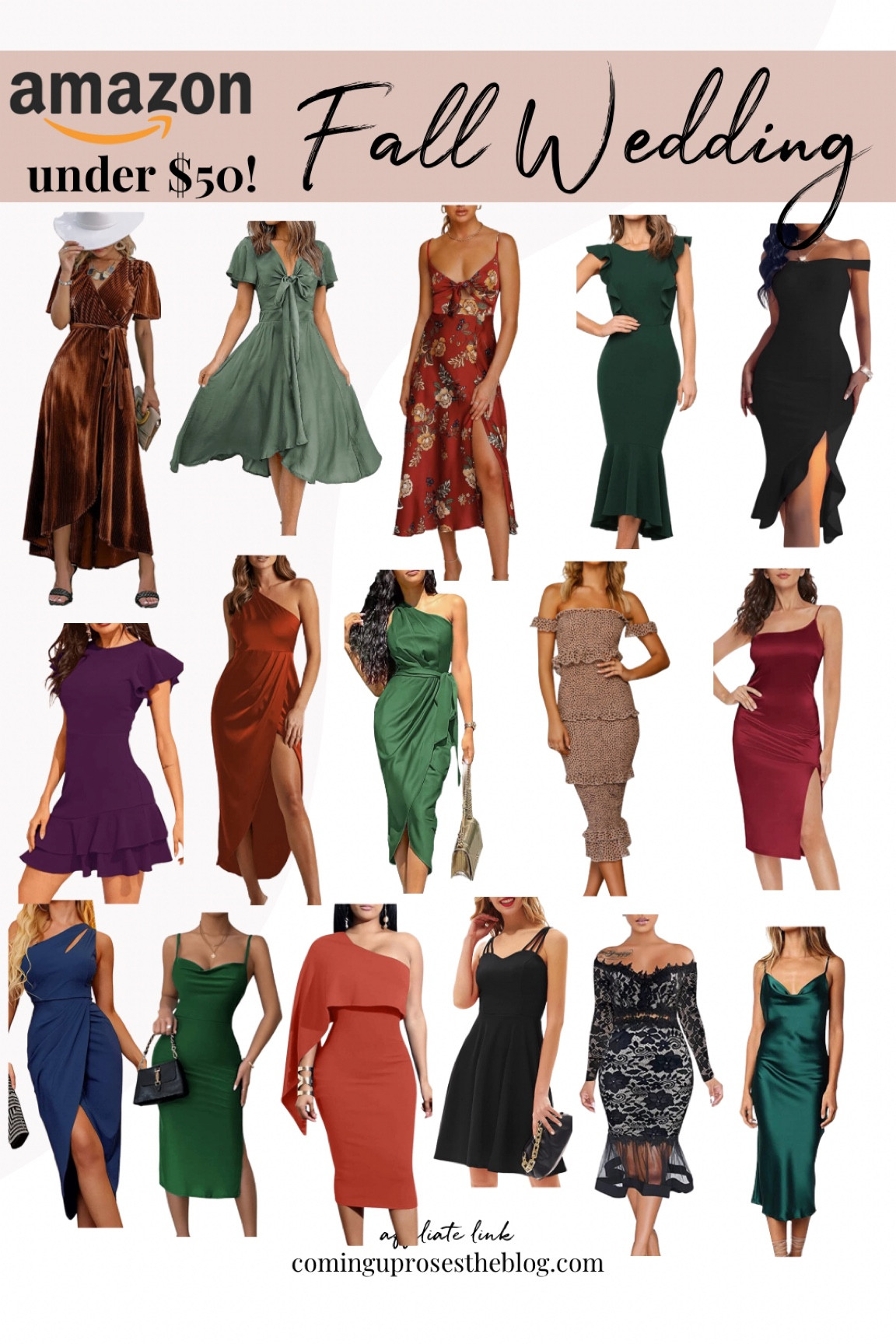 Amazon fall wedding guest dresses all under $50! Affordable wedding guest outfits // black tie wedding dresses // semi formal wedding guest dresses // cocktail wedding guest dresses 

#LTKSeasonal #LTKwedding #LTKunder50