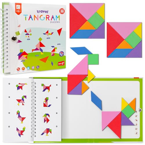 CZTCDP Travel Tangram Puzzle with 2 Sets Magnetic Jigsaw Boards & 368 Patterns and Solutions, Montessori STEM Airplane & Road Trip Games, Educational Brain Teaser Toy Gift for Kids & Adults | Amazon (US)